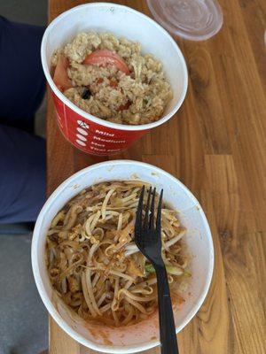 Basil fried rice and Pad Thai **