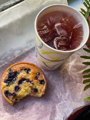 Blueberry tart and an Italian Soda