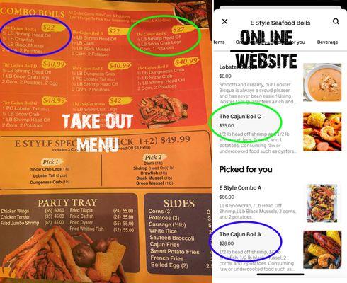 More expensive online price than take out menu, Why?