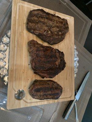 Left to right: Australian Wagyu Rib-eye, Prime Rib-eye, Dry Aged Rib-eye