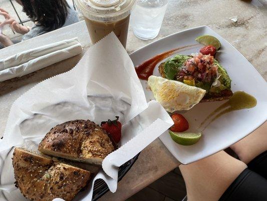 Everything bagel with tofu scallion cream cheese & avocado toast