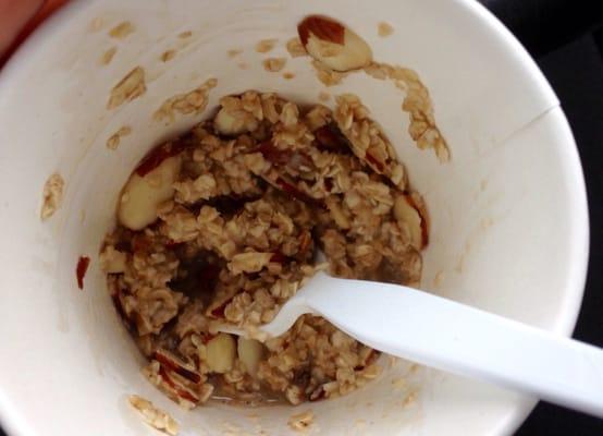 Lucky Perk oatmeal with almonds & brown sugar. It may not look like much, but it's SO GOOD!