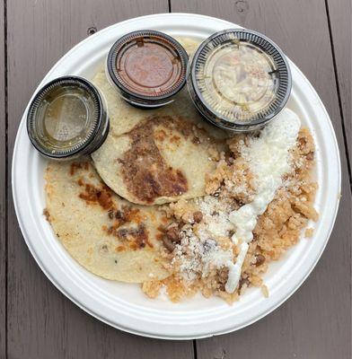 Carne Asada and Bean & Cheese Pupusas