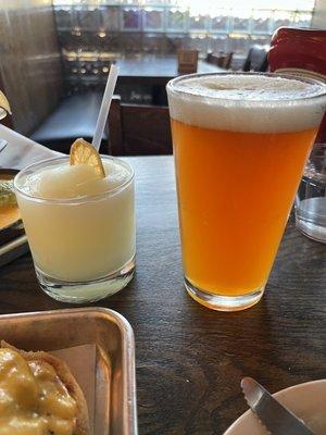 Frozen margarita and Peticolas IPA