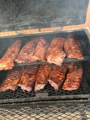 Smoked ribs by the rack, every Saturday!