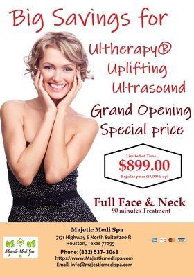 Uplifting Ultherapy Special price Face & Neck for $899