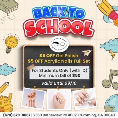 BACK TO SCHOOL SPECIAL AT I LOVE NAILS!