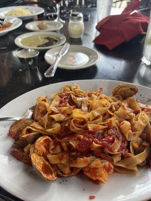 Shrimp fradiavalo with fettuccine