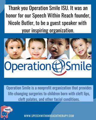 Speech Within Reach's founder is a guest speaker for the non-profit, Operation Smile.