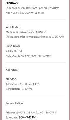 Mass schedule