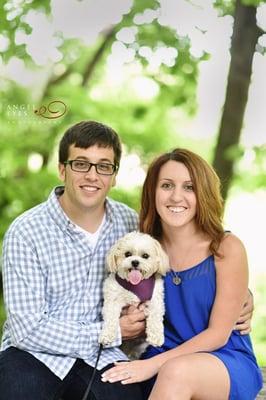 Engagement photos with puppy.