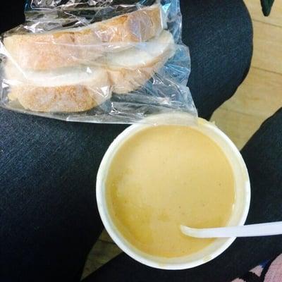 Spicy lentil soup n bread. Perfect for a cold day