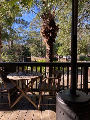 Outdoor patio with heaters