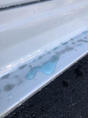 What is this Blue wash residue - it's been like this for years now, management has not resolved this issue