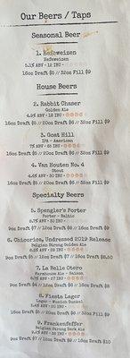 Beer Menu - 6-June-2021