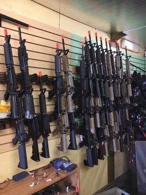 This is a rack of their rental guns