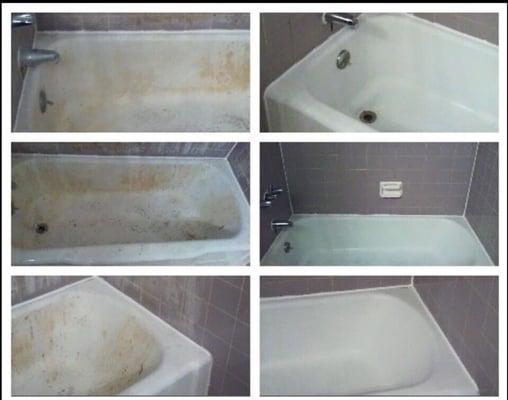 Before & After tub cleaning.