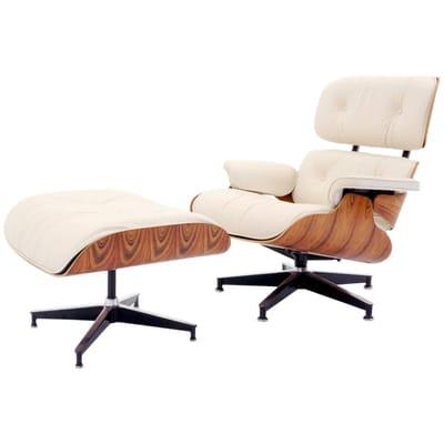 Original 1970's Eames Rosewood Lounge Chair and Ottoman with new Herman Miller Ivory cushions.