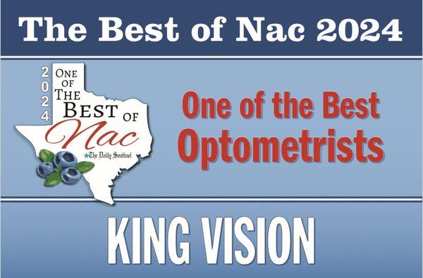 Voted One of the Best Optometrists in Nacogdoches, Texas by The Daily Sentinel newspaper.