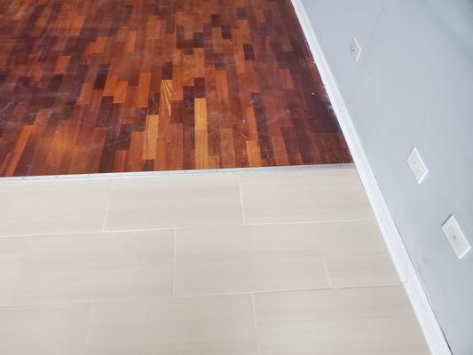 High rise tile job living room