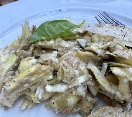 Freshly shaved raw baby artichokes