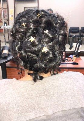 Our Updo styled by a stylist at Adara Salon