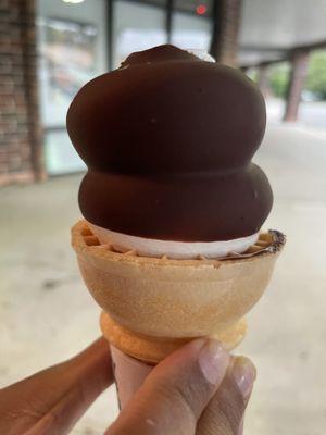 Chocolate dipped ice cream cone