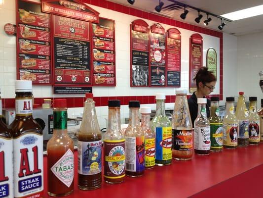 Various hot sauce choices