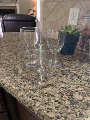 stemless wine glasses and water goblets