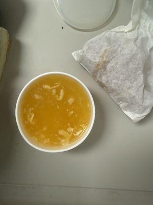 Egg drop soup and crispies.