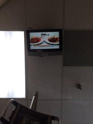 TVs in the ceiling!