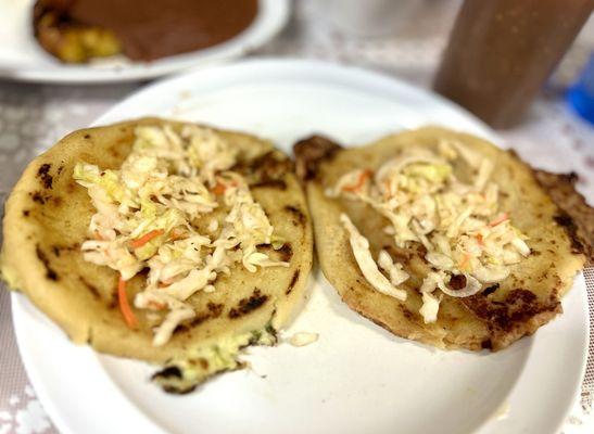 Pupusas with curtido on top