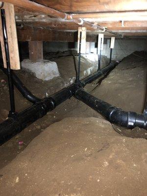 Under home sewer line replacement