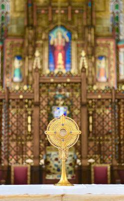 Eucharistic Adoration ( Jesus in the Eucharist in the Monstrance on the altar ) on Wednesday afternoon 8/9/23