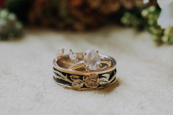 Custom men's band and engagement ring, unchained naiad women's band Photo by Hunter and Light