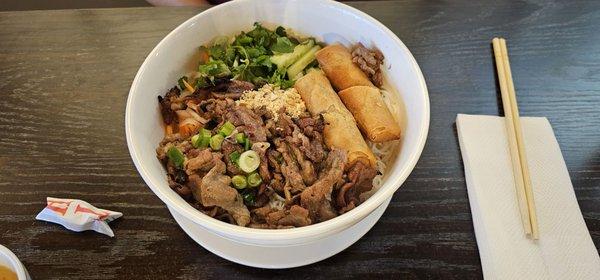 #13: Vermicelli w/ crispy egg rolls & charbroiled pork ($13)