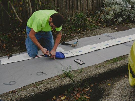 Technician preparing the nuflow liner