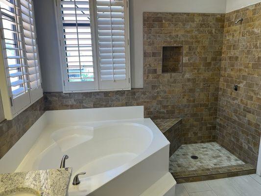 This is my master bathroom done in tile which Sierra Tile  recommended the tile choice