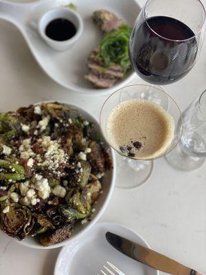 Ahi Tuna, The best Brussels sprouts ever, Cab, & Expresso Martini