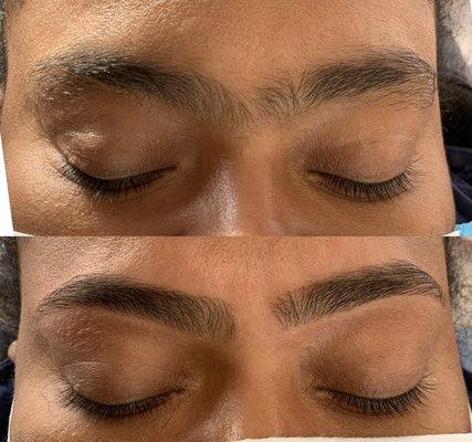 Eyebrow threading..before and after...