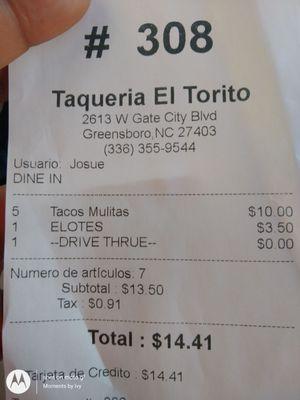 Receipt- Delicious Birria