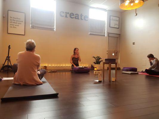 Katarina gets ready to lead our workshop. #yoga #essentialsoils #selfcare #ReviewsByRL