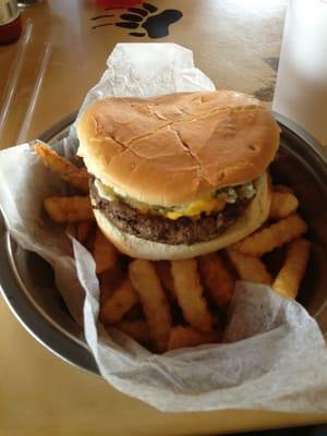 Great hand made burgers served in your own Dog Bowl with Fries.