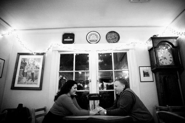 Miranda and Scott's Engagement Pic inside front room of "The Pub"