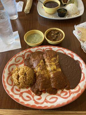 Beef enchiladas , fish tacos