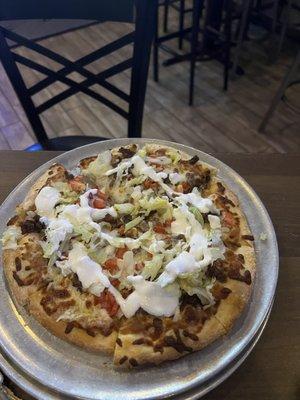 Taco pizza with carne asada (size small)