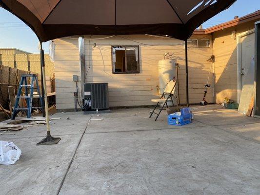 Siding work on left wall