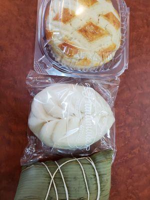 Pineapple Bun, Pork Bun, and Sticky Rice