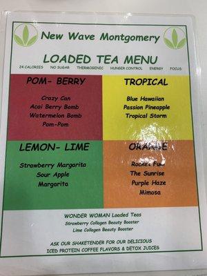 Tea menu