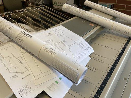 Wide format scanning and printing for architectural plans.